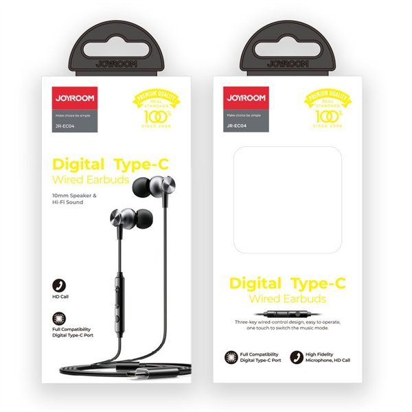 Headphones Joyroom JR-EC04 Type-C silver