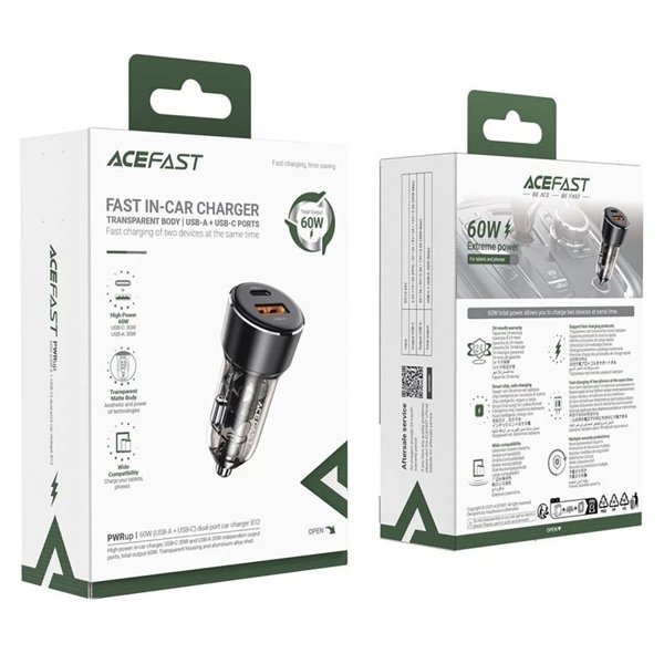 Car charger Acefast B12 60W USB-C/USB-A black