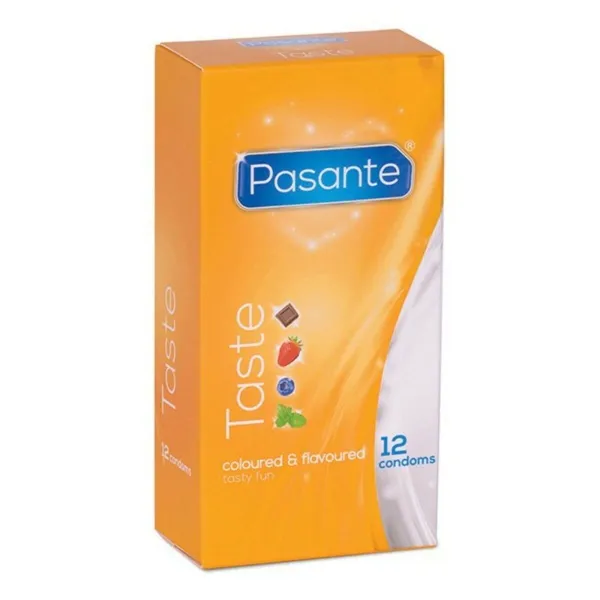 Prezervatyvai Pasante Taste 12 Dalys Mėlynė / Mėtos / Braškės /Šokoladas