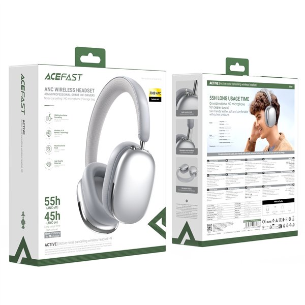 Wireless headphones Acefast H9 ANC silver