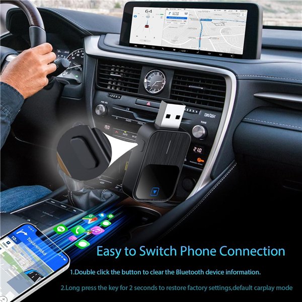 Wireless CarPlay/Android Auto adapter Reach K2 black