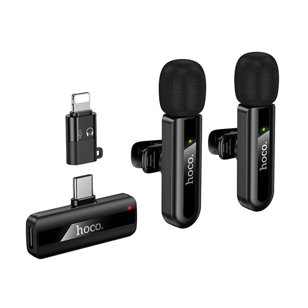 Wireless microphone set Hoco L20A USB-C/Lightning black