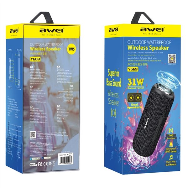 Bluetooth portable speakers Awei Y669 31W black