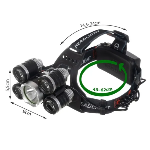 Ajovalaisin 5 x LED T6 CREE