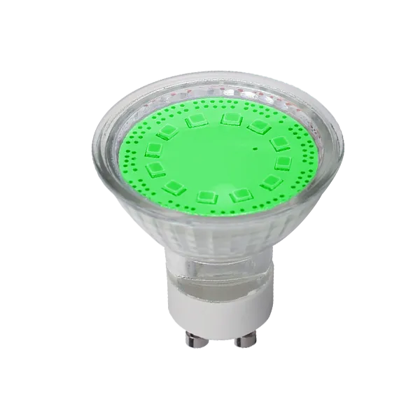 LED lempa SMD2835 3W GU10 230V 3000K Žalia