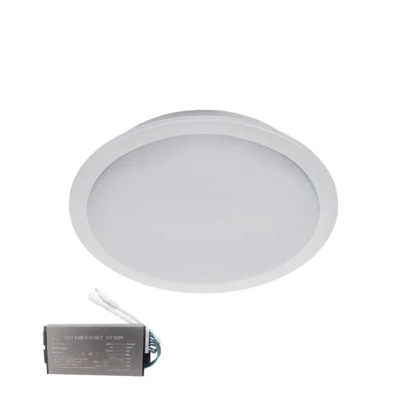 LED panelė apvali, vandeniui atspari, 18 W, 6500 K, IP65+, avarinis rinkinys