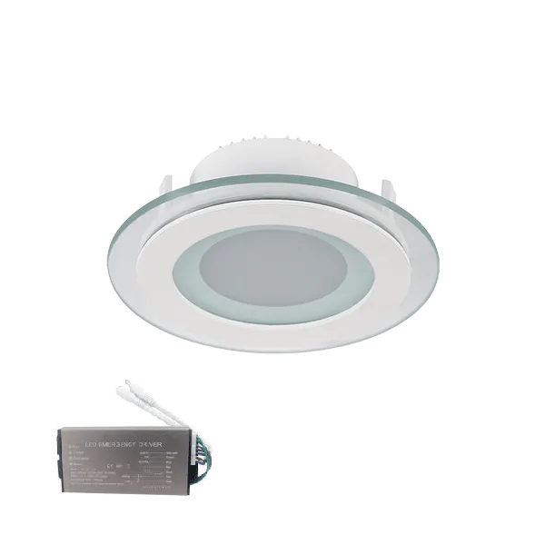 LED stiklinė panelė apvali 18W 4000K+ avarinis rinkinys
