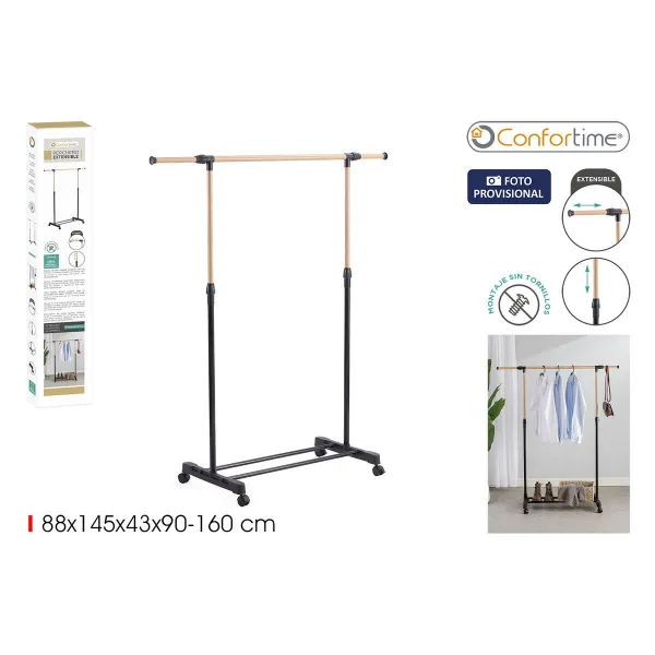 Выдвижная вешалка Inde Коричневый Чёрный 145 x 43 x 90 cm (6 штук)