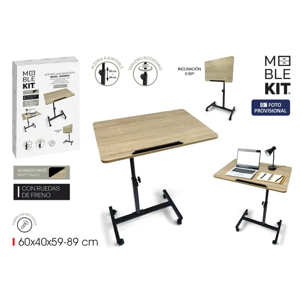 Side table MobleKit Brown Black 60 x 40 x 59 cm Wood Metal (3 Units)