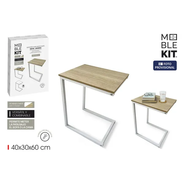 Side table MobleKit White Brown 40 x 30 x 60 cm Wood Metal (3 Units)