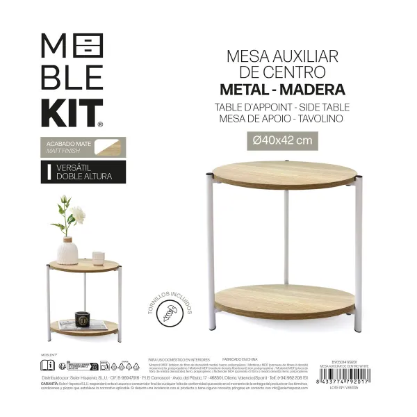 Side table MobleKit White Metal Wood 40 x 42 cm (3 Units)