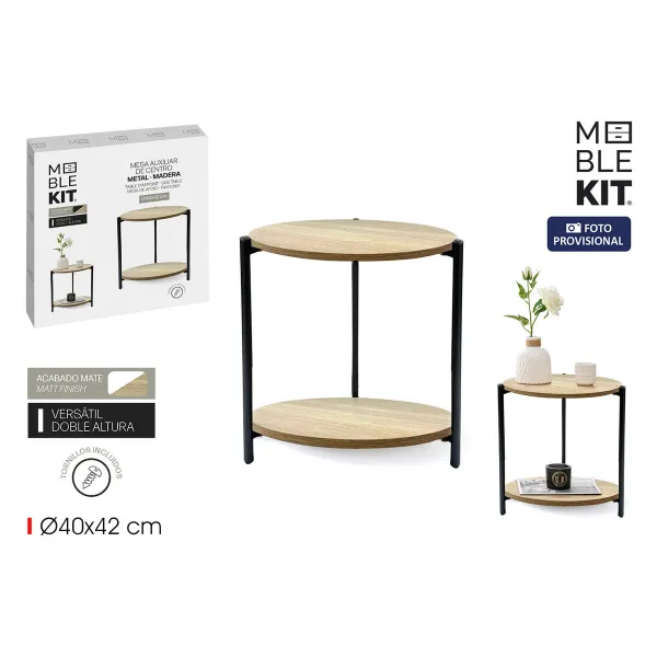 Mazs galdiņš MobleKit Melns Metāls Koks 40 x 42 cm (3 gb.)