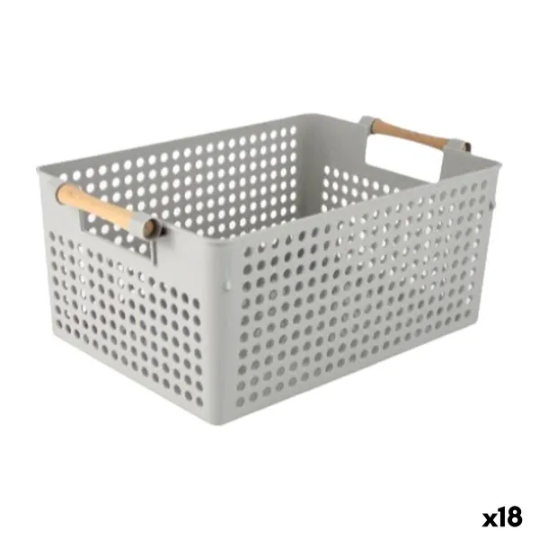 Multi-purpose basket Confortime Wood polypropylene (18 Units)