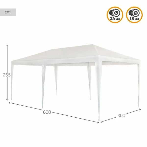 Pavėsinė Aktive Balta 300 x 600 cm Metalinis Plastmasinis