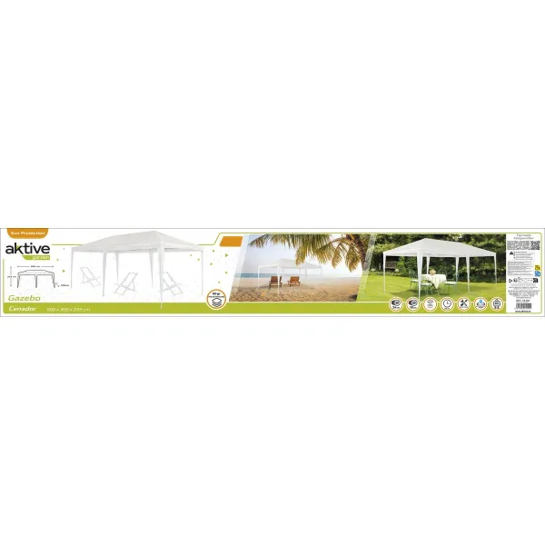 Pavėsinė Aktive Balta 300 x 600 cm Metalinis Plastmasinis