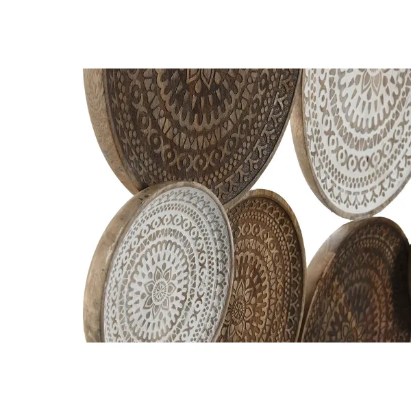 Sienu dekors Home ESPRIT Balts Tumši brūns Mandala Arābija Verouderde afwerking 74 x 5 x 76 cm