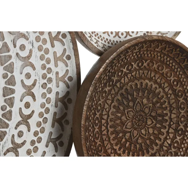 Sienu dekors Home ESPRIT Balts Tumši brūns Mandala Arābija Verouderde afwerking 74 x 5 x 76 cm