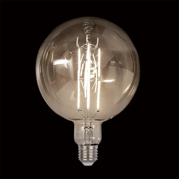 VINTAGE LED LEMPUTĖ, REMIAMA SROVĖS RYŠKUMĄ, 8W E27 D200, 2800-3200K, RŪKYTO STIKLO