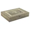 Dėžutė Home ESPRIT Balta Šampanas Medžio Aliuminis 27,5 x 20 x 5,4 cm