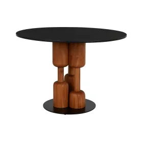 Pusdienu galds Home ESPRIT Melns Dabisks Marmors Akācija 106 x 106 x 76 cm