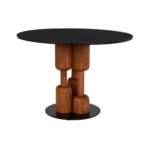 Pusdienu galds Home ESPRIT Melns Dabisks Marmors Akācija 106 x 106 x 76 cm