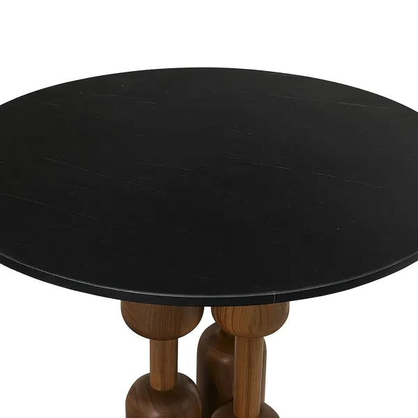 Pusdienu galds Home ESPRIT Melns Dabisks Marmors Akācija 106 x 106 x 76 cm