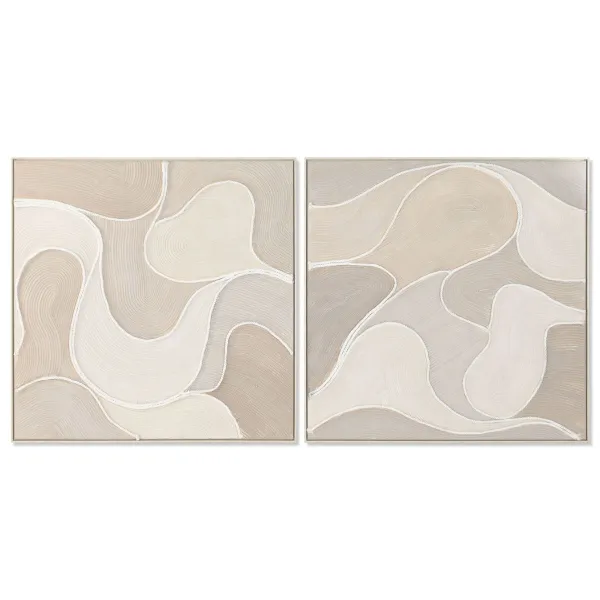 Drobė Home ESPRIT Rusvai gelsva Abstraktus Skandinavijos 102 x 4,5 x 102 cm (2 vnt.)