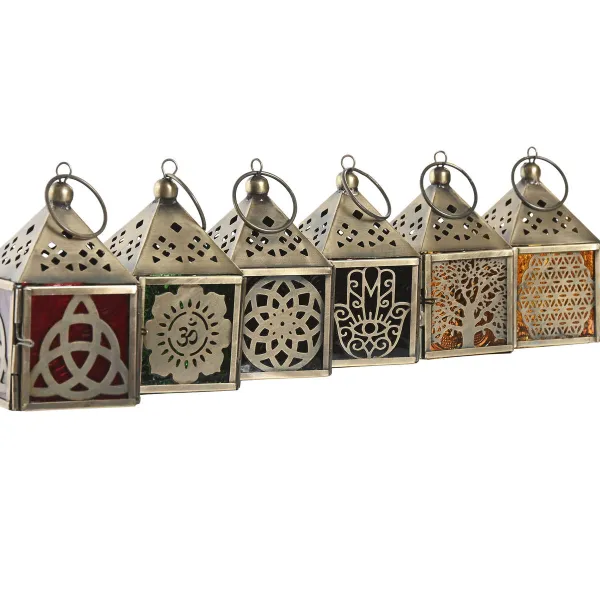 Фонарь Home ESPRIT Bronza Metāls Stikls Arābija 6 x 6 x 10 cm (6 gb.)