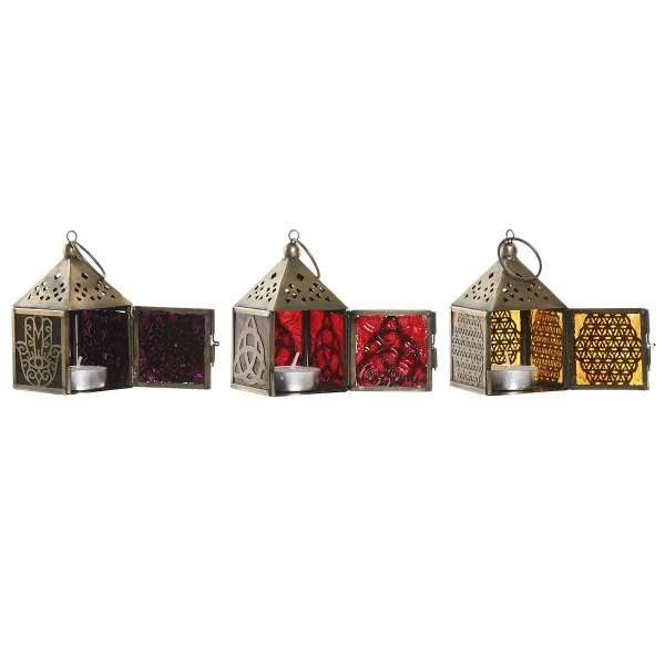 Фонарь Home ESPRIT Bronza Metāls Stikls Arābija 6 x 6 x 10 cm (6 gb.)