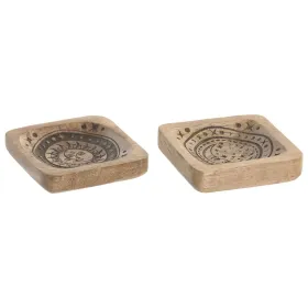 Sulaiņa Paplāte Home ESPRIT Brūns Mango koks 9,5 x 9,5 x 2 cm (2 gb.)