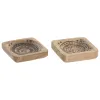 Sulaiņa Paplāte Home ESPRIT Brūns Mango koks 9,5 x 9,5 x 2 cm (2 gb.)