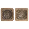 Sulaiņa Paplāte Home ESPRIT Brūns Mango koks 9,5 x 9,5 x 2 cm (2 gb.)