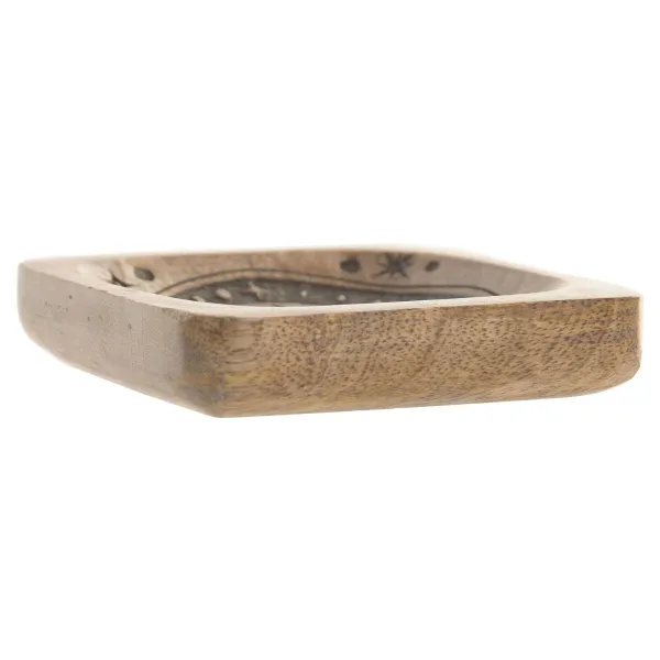 Sulaiņa Paplāte Home ESPRIT Brūns Mango koks 9,5 x 9,5 x 2 cm (2 gb.)