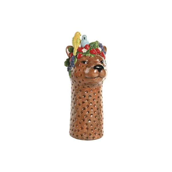 Vaza Home ESPRIT Ruda Keramikinis Tropinis 16 x 16 x 38 cm
