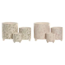 Kabantis šviestuvas Home ESPRIT Balta Žalia Rožinė Keramikinis Gėlės Shabby Chic 13,7 X 13,7 X 14,7 CM (3 Dalys) (2 vnt.)
