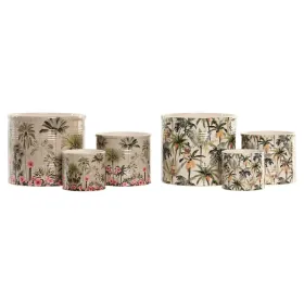 Kabantis šviestuvas Home ESPRIT Žalia Spalvotas Keramikinis Tropinis 13,6 X 13,6 X 11,8 CM (3 Dalys) (2 vnt.)