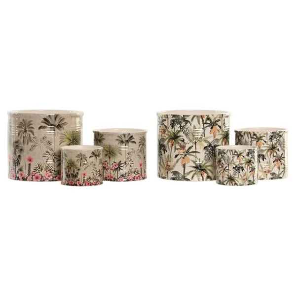 Kabantis šviestuvas Home ESPRIT Žalia Spalvotas Keramikinis Tropinis 13,6 X 13,6 X 11,8 CM (3 Dalys) (2 vnt.)