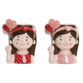 Подставка под цветочный горшок Home ESPRIT Красный Розовый Керамика chica город 12 x 9 x 16 cm (2 штук)