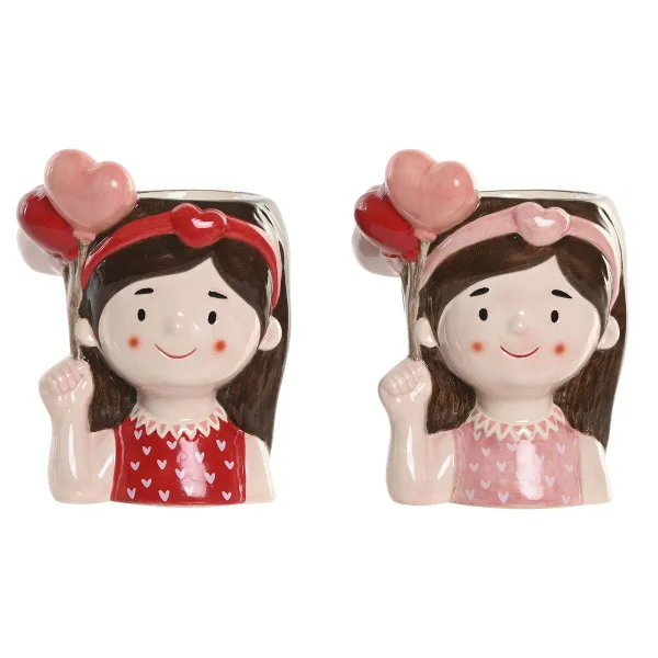Kabantis šviestuvas Home ESPRIT Raudona Rožinė Keramikinis chica Miesto 12 x 9 x 16 cm (2 vnt.)