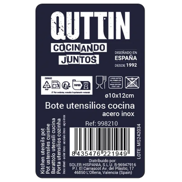 Stalo įrankių dėklas Quttin Quttin Nerūdijantis plienas ø 10,3 x 12,2 cm (12 vnt.)