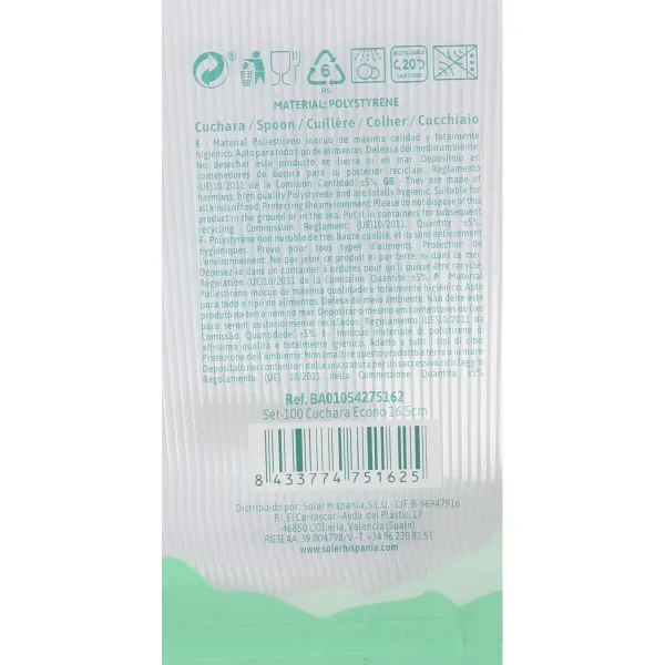 Set of Spoons Algon Reusable White 20 Units 16,5 cm