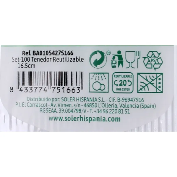 Daugkartinio naudojimo šakučių rinkinys Algon 100 Dalys 16,5 cm (20 vnt.)