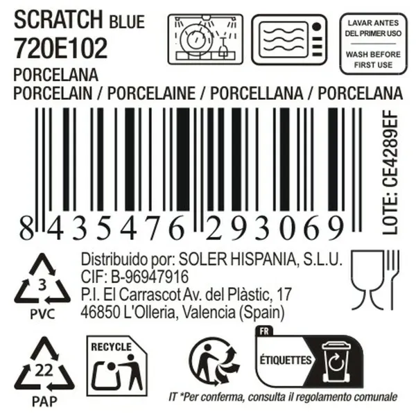 Vuoka La Mediterránea Scratch blue Posliini Ovaali 25,3 x 13,5 x 2 cm (12 osaa)