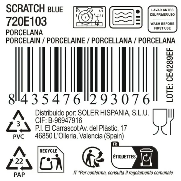 Vuoka La Mediterránea Scratch blue Posliini Ovaali 25,3 x 13,5 x 2 cm (8 osaa)