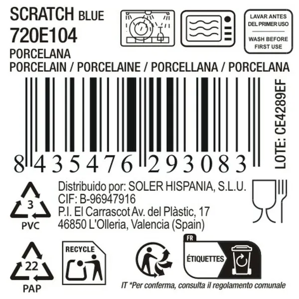 Pasniegšanas Plate La Mediterránea Scratch blue Porcelāns Ovāls 35,7 x 20,5 x 3 cm (6 gb.)