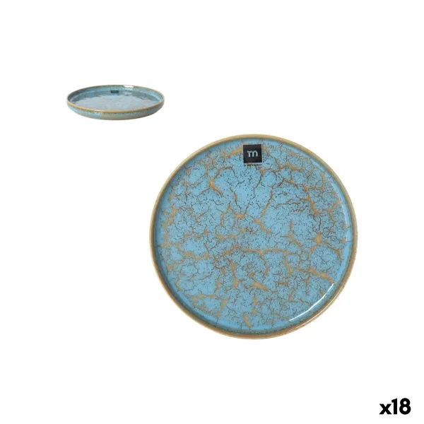 Pasniegšanas Plate La Mediterránea Scratch blue Porcelāns Apaļa 20 x 2,3 cm (18 gb.)