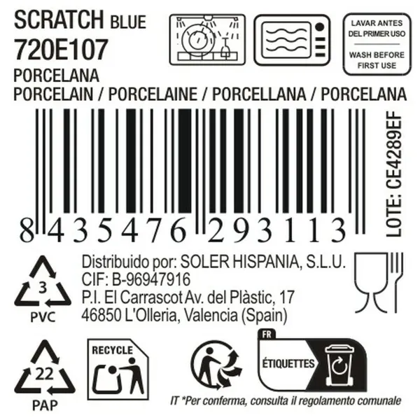 Pasniegšanas Plate La Mediterránea Scratch blue Porcelāns Apaļa 20 x 2,3 cm (18 gb.)
