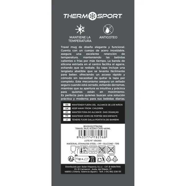 Thermal Cup with Lid ThermoSport 480 ml (9Units)