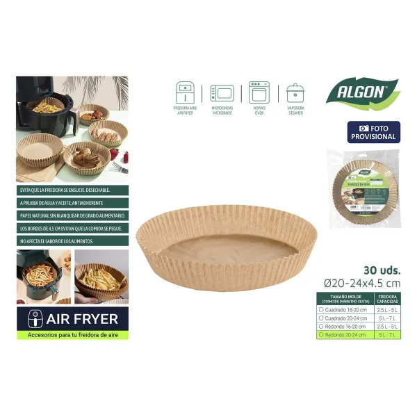 Ilmakeitinpaperi Algon Ø 20 cm Ruskea 30 Kappaletta (24 osaa)