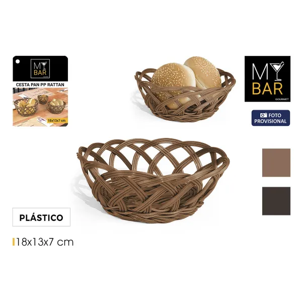 Duonos krepšelis My Bar RATTAN polipropileno Ovalus 18 x 13 x 7 cm (24 vnt.)